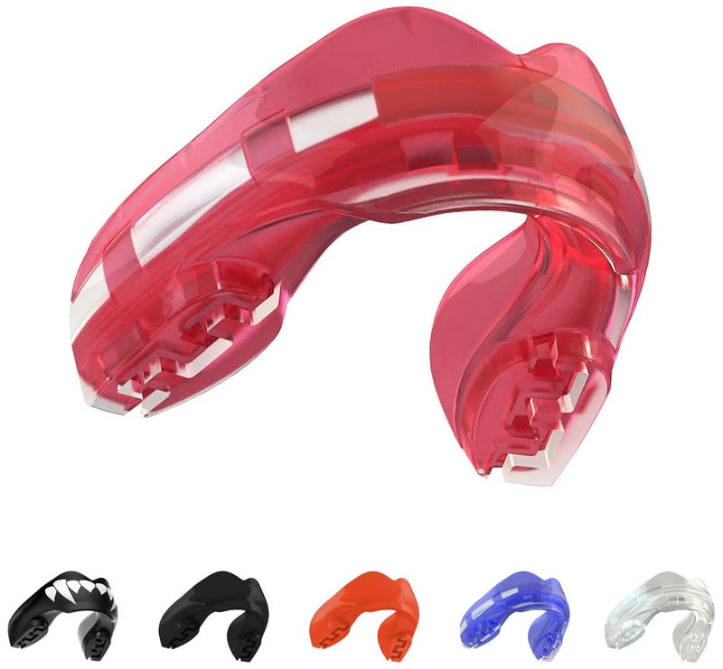 SAFEJAWZ Mouthguard for Braces, Upper & Lower Protection Remoldable Mouth Guard with Case for Boxing, Basketball, Football, MMA, Lacrosse, Hockey and All Contact Sports One Size (Ice Pink) - Image 1